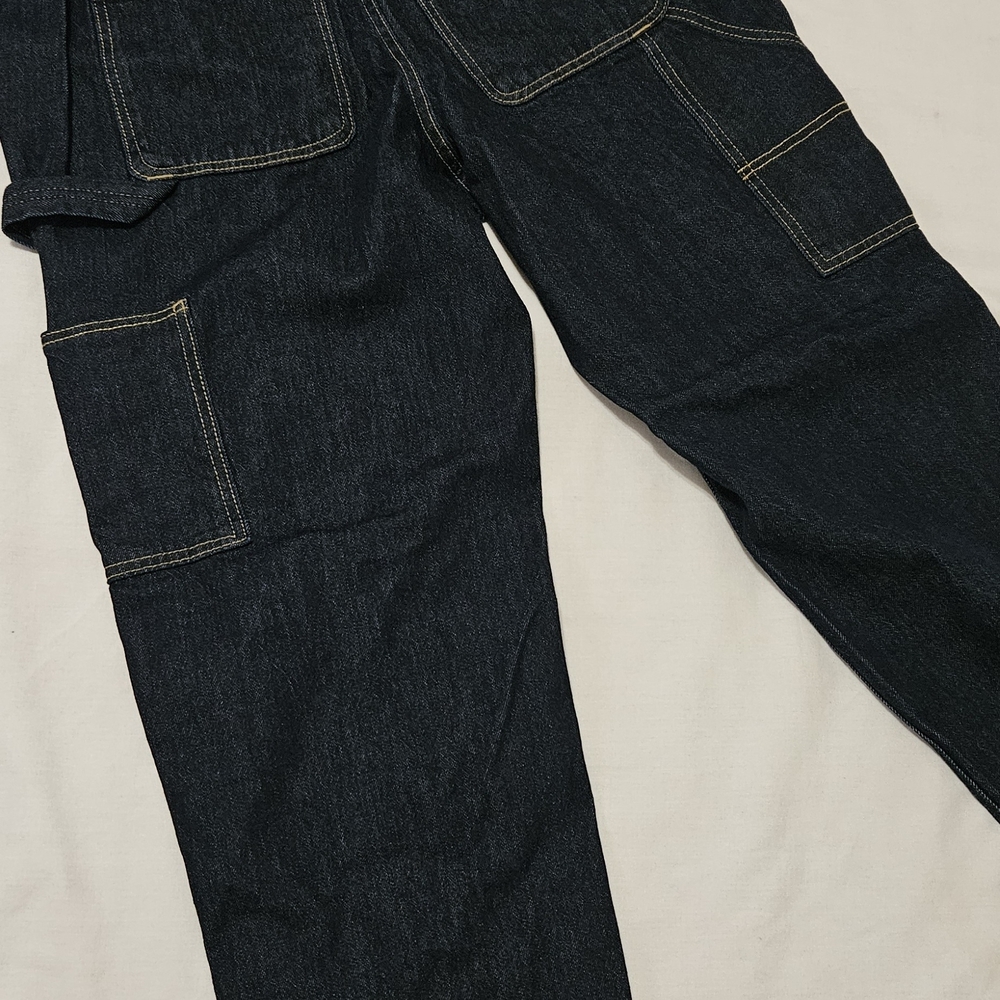 Free Assembly Dark Indigo Utility Straight Leg Jeans Size L, NWT - Picture 9 of 14